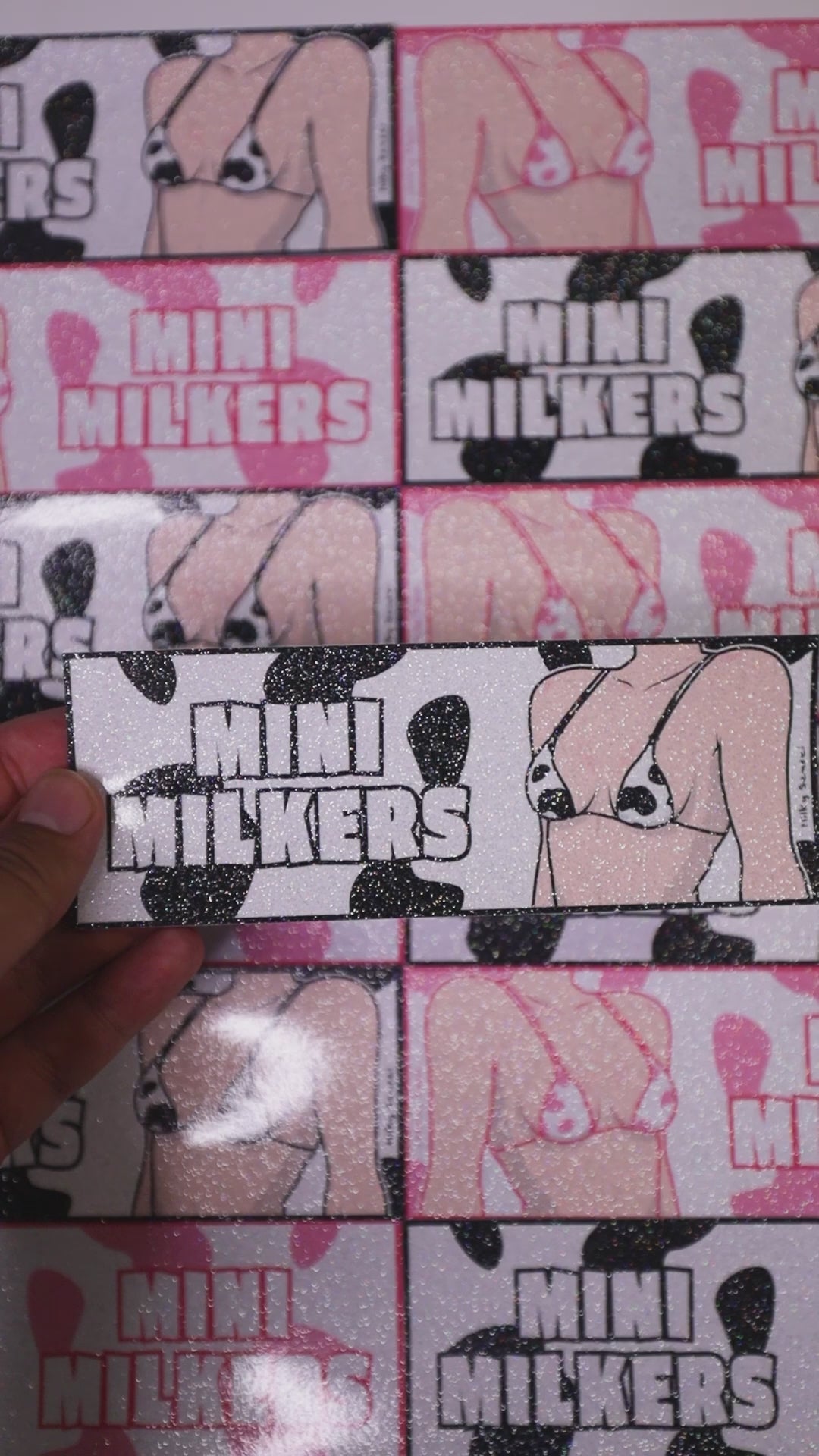 Mini Milkers Slap Sticker - Black (Glitter Holo)